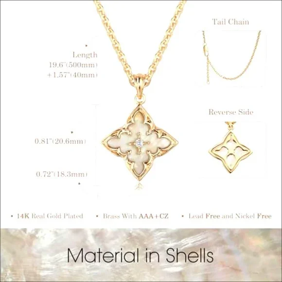 14K Gold Plated Dainty Clover Pendant Necklace Adjustable Chain Charm